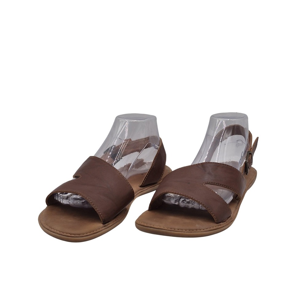 B.o.c Sandals‎ Womens Size 10 Brown Slingback Buckle Strap Flat Comfort